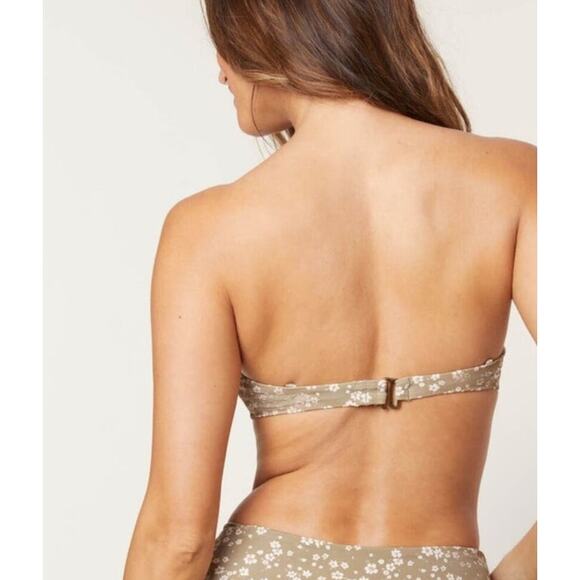 NWT Andie Swim The Bora Bora Convertible Bikini Top Ditsy Floral Olive S Beach - Picture 2 of 8